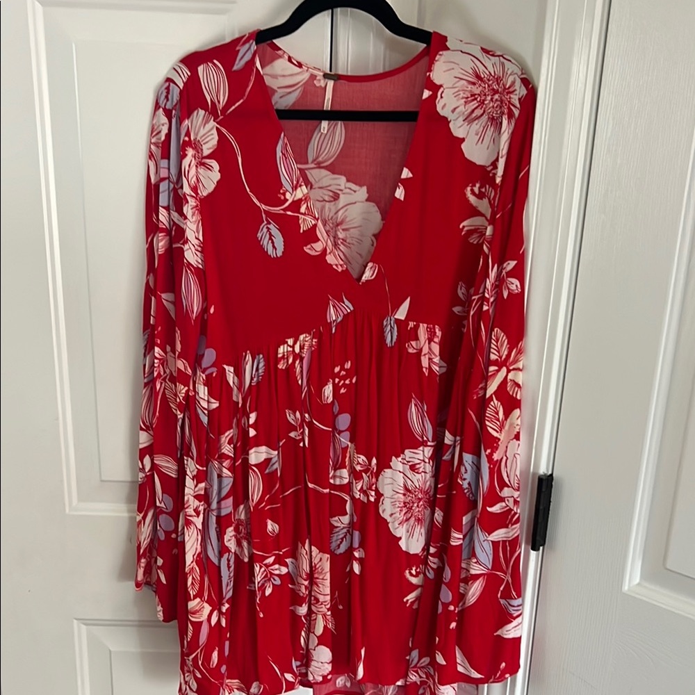 Free People Red Floral Mini Dress
